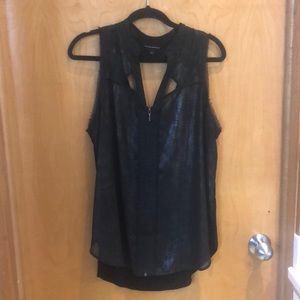 Black zipper tank top with cut outs